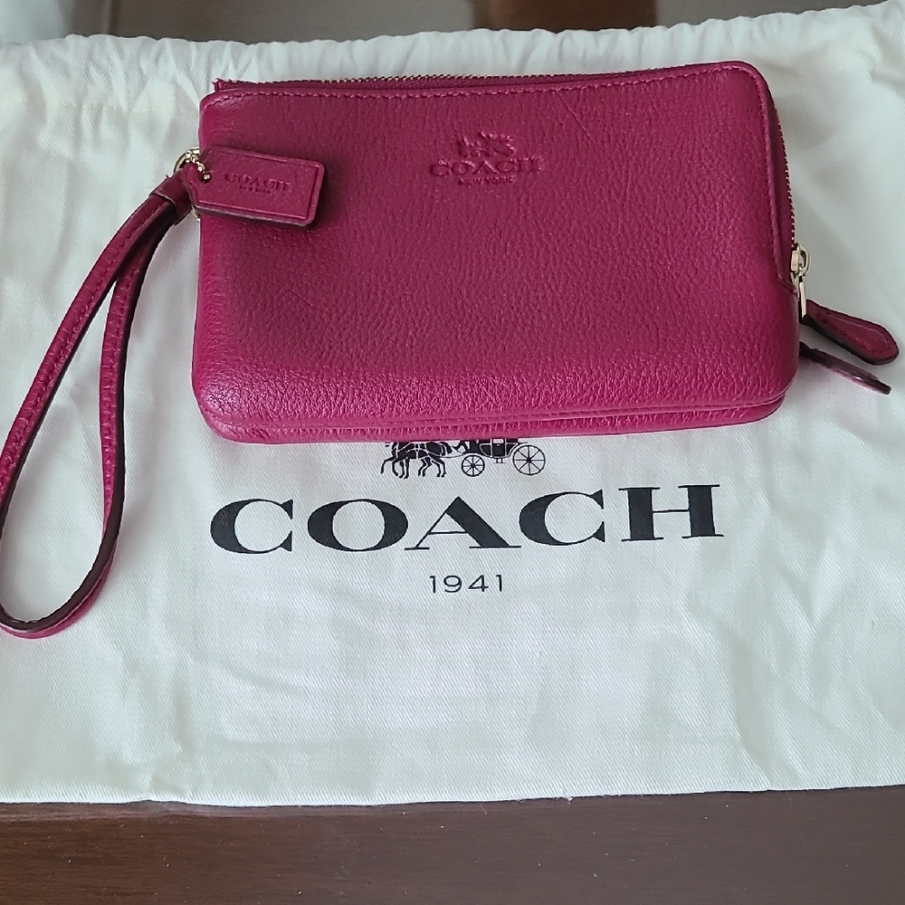 Coach Fuchsia Leather Wristlet